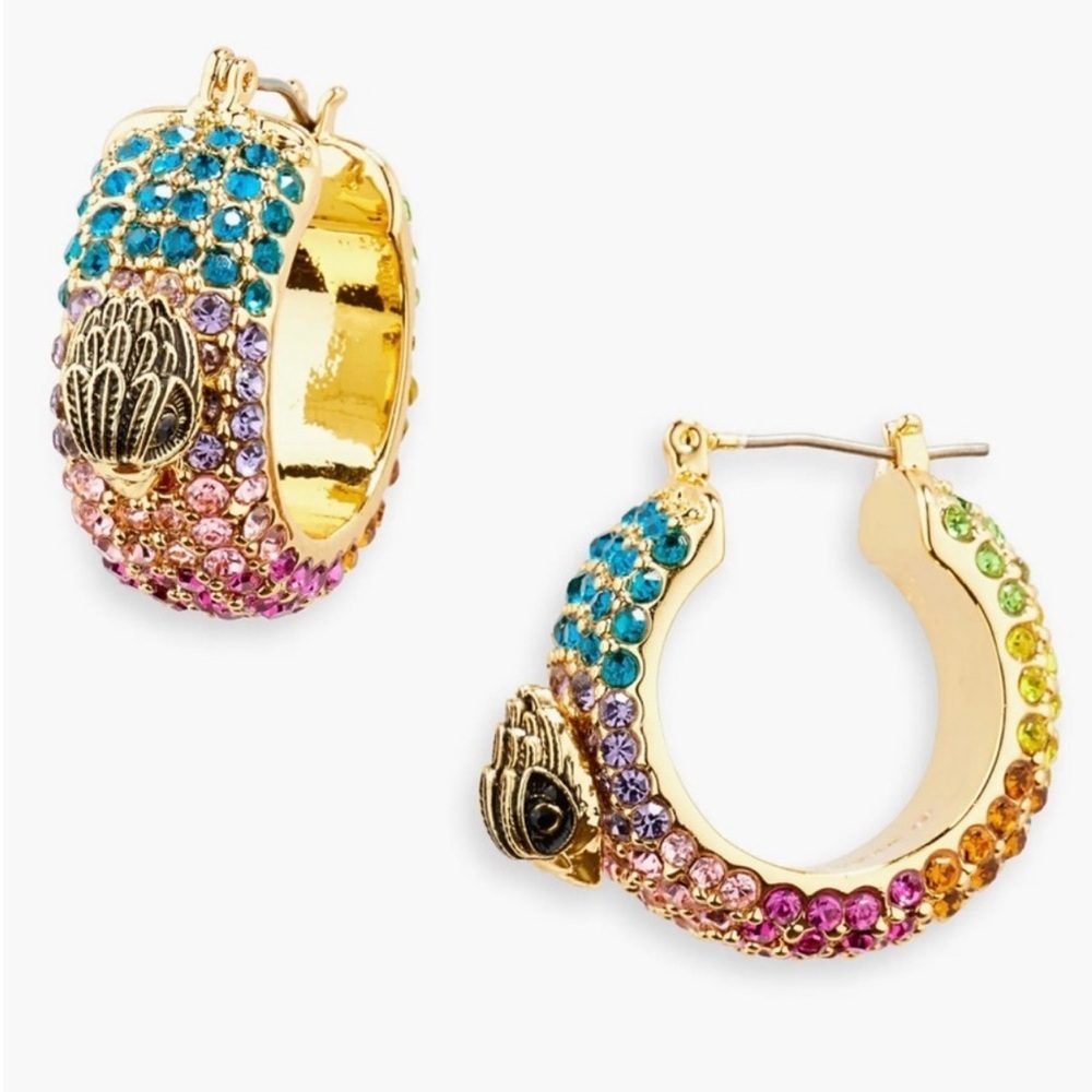 KURT GEIGER LONDON Rainbow Pave Eagle Hoop Earrings - Picture 6 of 7